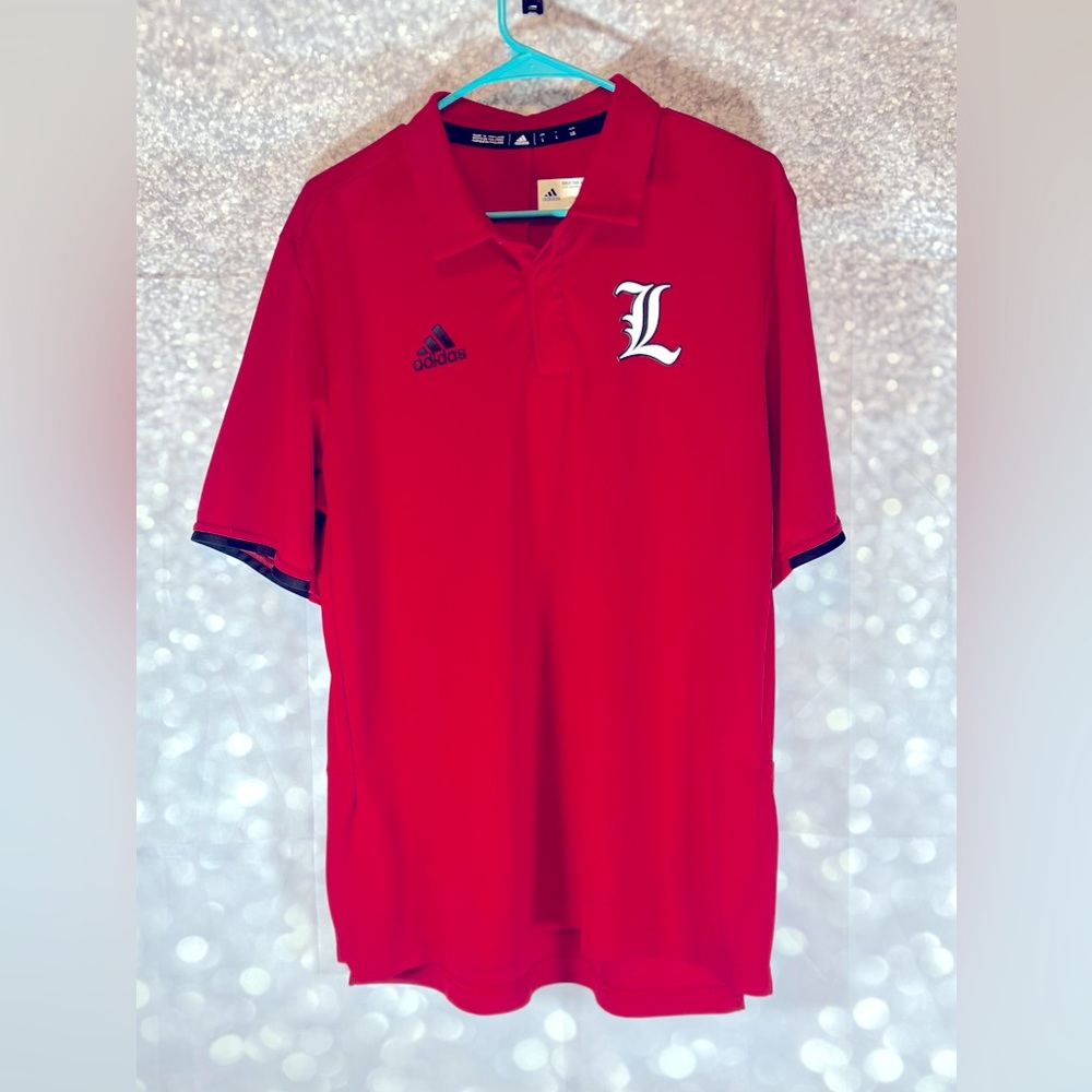 Louisville Cardinals adidas Climalite Polo Men's Red Used - Read